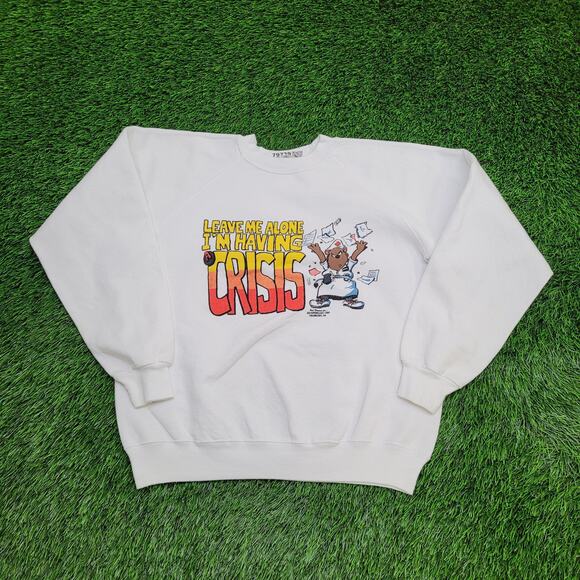 Vintage 1989 Funny Nurse Sweatshirt Womens Large 21x21 Boxy - Picture 1 of 15
